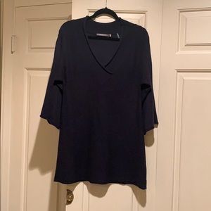 Women’s navy bell sleeve cashmere sweater dress